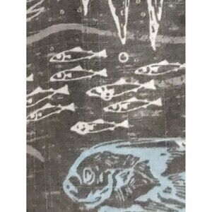 Men's Fish Design Dress Button Up Shirt Lg.